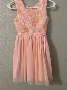 Jona Michelle Pastel Floral Rosette Tulle Special Occasion Dress - Size 7